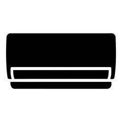 Stylized vector image depicting a black air conditioner unit on a white background