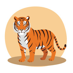 Creative Flat Vector Illustrations of Tiger: Minimalist, Modern, and Perfect for Pet-Themed Graphics.Charming Flat Vector Tiger Illustration: Playful, Minimal, and Versatile Cartoon Primate Design
