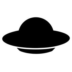Unidentified Flying Object Black Silhouette Against White Background in Minimalist Style