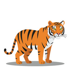 Creative Flat Vector Illustrations of Tiger: Minimalist, Modern, and Perfect for Pet-Themed Graphics.Charming Flat Vector Tiger Illustration: Playful, Minimal, and Versatile Cartoon Primate Design
