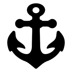 Simple black anchor illustration on white background for nautical theme projects