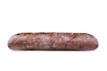Rye bread with garlic butter on a white isolated background