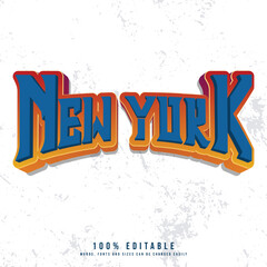 New York text effect editable. Editable New York text effect vector