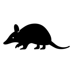 Stylized depiction of an Armadillo in a simplistic black silhouette image
