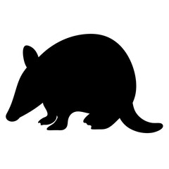 Silhouette of an Armadillo Walking, Showing its Distinctive Shape and Texture