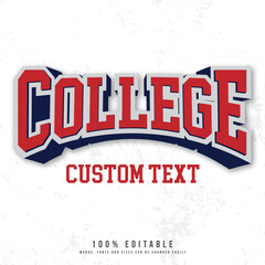 College text effect editable. Editable College text effect vector