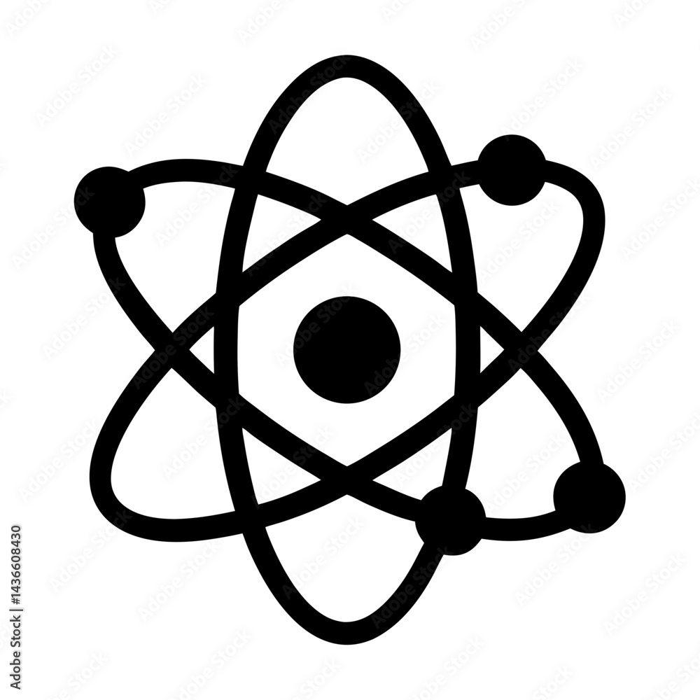 Poster a simple graphical representation of an atom with orbiting electrons
