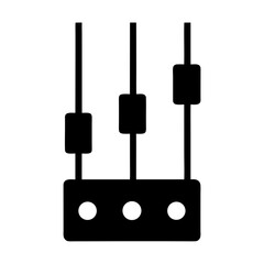 Simple illustration of audio mixer console sliders, equalizer, and sound level adjustments