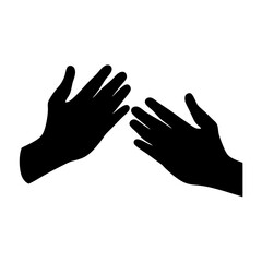 Fototapeta premium Two open hands silhouette suggesting offering, greeting or support concept art