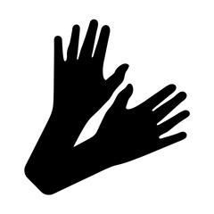 Obraz premium Silhouette illustration of two hands and arms reaching upward on white backdrop