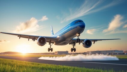 Obraz premium Airplane taking of from the runway