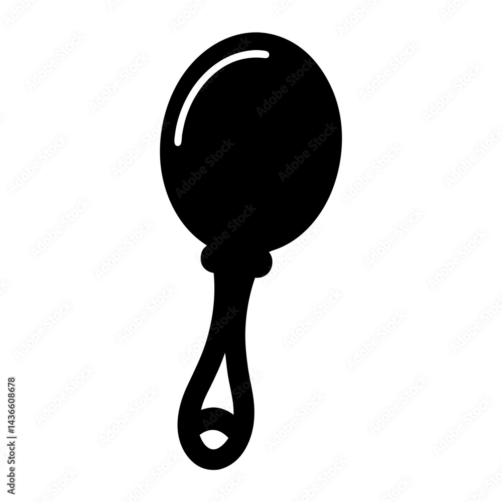 Poster isolated black silhouette of a balloon tied to a stick with a loop