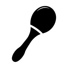 Single Black Maraca Silhouette with a Round Body and Handle Shape