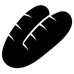 Simple graphic depicting two loaves of bread with diagonal scoring marks