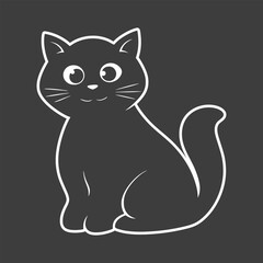 Cute Black Cat Cartoon Illustration