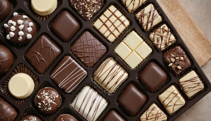 Chocolate pieces in a box