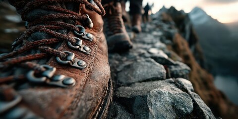 Hiker's Boots on Rocky Mountain Path