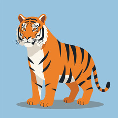 Creative Flat Vector Illustrations of Tiger: Minimalist, Modern, and Perfect for Pet-Themed Graphics.Charming Flat Vector Tiger Illustration: Playful, Minimal, and Versatile Cartoon Primate Design
