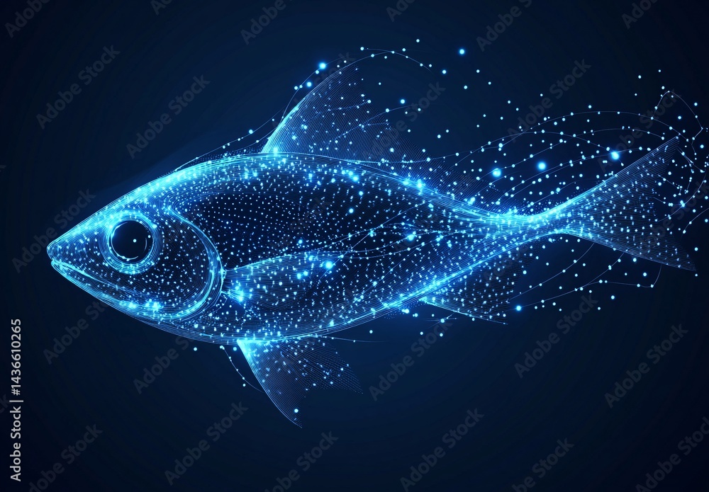 Fototapete abstract technology double wave of particles. big data visualization. dark background with motion do