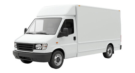 A white delivery van is shown in a studio shot with a black background, showcasing its design details