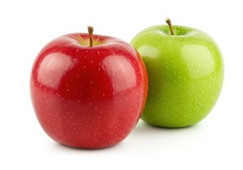 Red and green apples close up isolated on white background