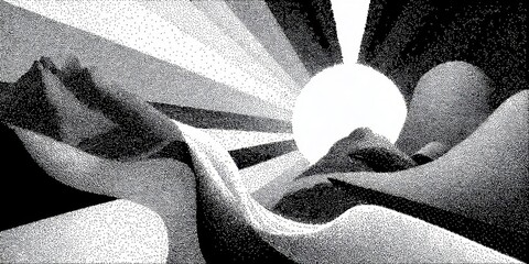 Retro Black and White Halftone Gradient Texture