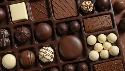 Chocolate pieces in a box