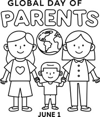 Global Day of Parents Celebration with Family Outline Design