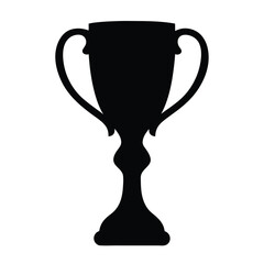A silhouetted trophy cup stands on a pedestal, symbolizing achievement and success