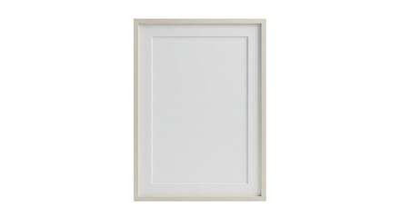 A simple white rectangular frame with a white matte board against a black background in portrait view
