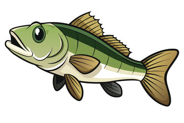 Vector Illustration of a Bass Fish Isolated on White Background.