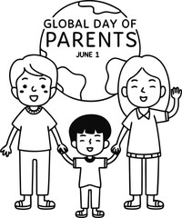 Global Day of Parents Celebration with Family Outline Design