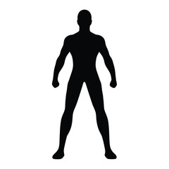 Silhouette of an athletic man in a powerful standing position with confidence