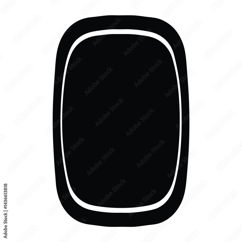 Poster stylized black and white rectangular shape with rounded corners and thick border