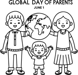 Global Day of Parents Celebration with Family Outline Design