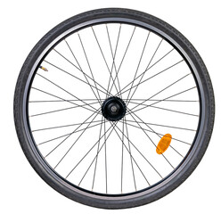 Naklejka premium Bicycle wheel with sprockets used for bicycle derailleurs. Isolated background. 