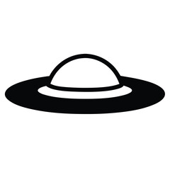 Simplified black and white representation of a flying saucer or UFO design