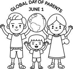 Global Day of Parents Celebration with Family Outline Design