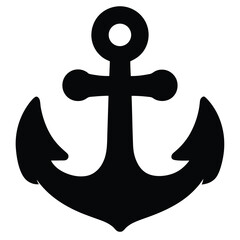 A minimalist black and white illustration of an anchor for navigation