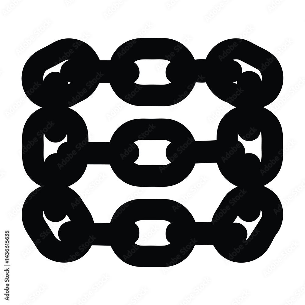 Poster three rows of interlocking chain links in a graphic black design