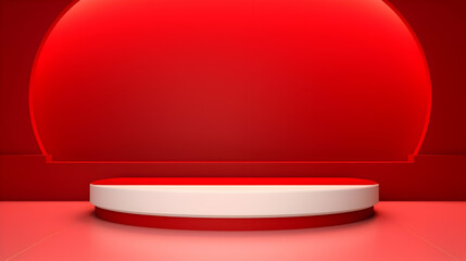 empty stage with red curtain