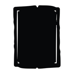 Black and white illustration of a textured rough rectangular frame outline