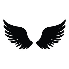 Elegant Silhouette of Symmetrical Angel Wings on a White Background Illustration