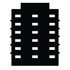 Silhouette of a modern skyscraper with rectangular windows in symmetrical pattern