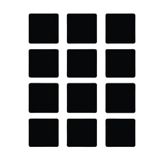 Twelve Black Rounded Squares Arranged in a Four by Three Grid Pattern
