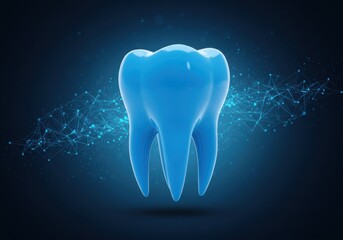 Dental health background with blue tooth illustration