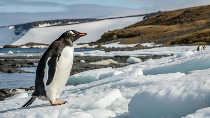 Naklejka premium penguin in ice 