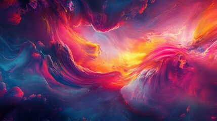 Abstract vibrant swirling colors, resembling cosmic nebula or fluid paint.