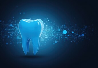 Dental health background with a blue tooth and network