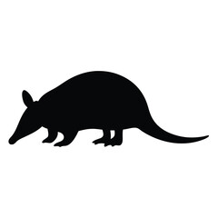 Silhouette of a Nine Banded Armadillo standing on a white background
